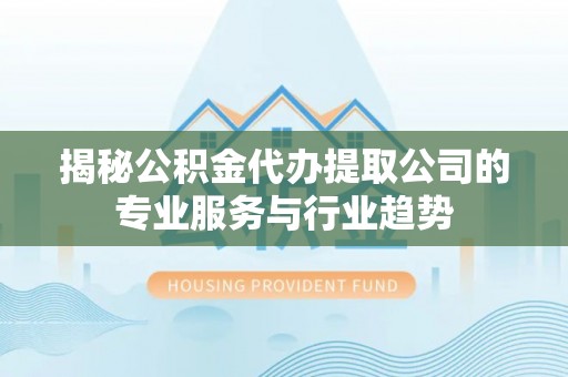 莎车揭秘公积金代办提取公司的专业服务与行业趋势